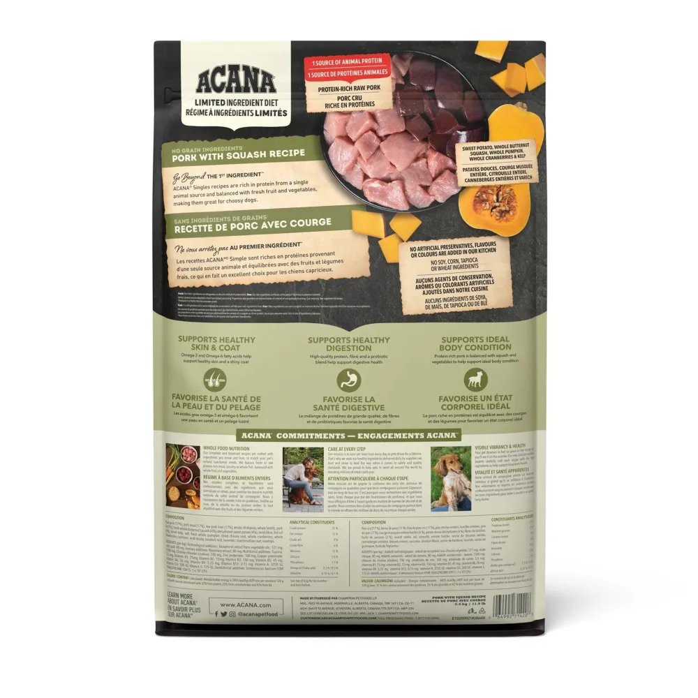 Outlet Singles Limited Ingredient Diet Pork & Squash Dog Food Recipe Food Dry, Wet, Freeze Dried, Etc.