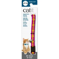 Outlet Adjustable Breakaway Nylon Collar Pink With Flowers Supplies Collars, Scratchers, Toys, Etc.
