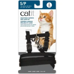 Sale Adjustable Nylon Harness & Leash Set Black Supplies Collars, Scratchers, Toys, Etc.