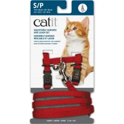New Adjustable Nylon Harness & Leash Set Red Supplies Collars, Scratchers, Toys, Etc.