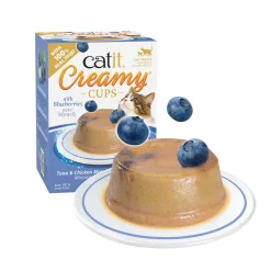 Hot Creamy Cups Tuna & Chicken Mousse with Blueberry Treats Crunchy, Soft, Lickable, Etc.