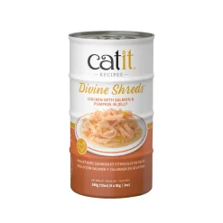 Clearance Divine Shreds Chicken, Salmon & Pumpkin In Jelly 4 Pack Wet Food Cans, Pouches, Tetra Paks, Etc.