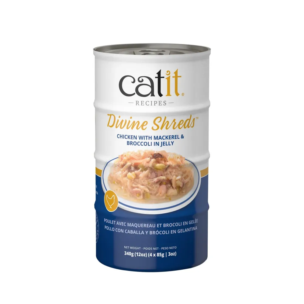 Outlet Divine Shreds Chicken, Mackerel & Broccoli In Jelly 4 Pack Wet Food Cans, Pouches, Tetra Paks, Etc.