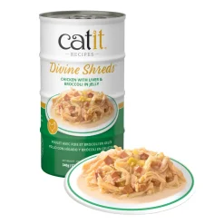 Hot Divine Shreds Chicken, Liver & Broccoli In Jelly 4 Pack Wet Food Cans, Pouches, Tetra Paks, Etc.