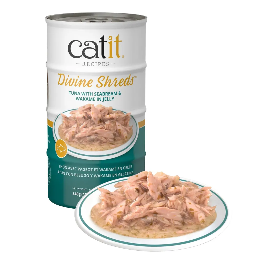 Discount Divine Shreds Tuna, Seabream & Wakame In Jelly 4 Pack Wet Food Cans, Pouches, Tetra Paks, Etc.