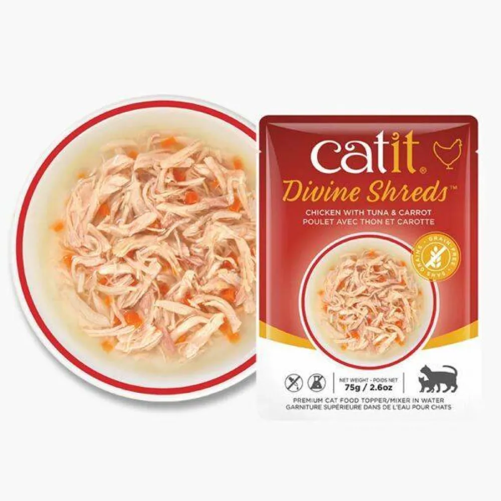 Sale Divine Shreds Wet Pouches Chicken, Tuna & Carrot Wet Food Cans, Pouches, Tetra Paks, Etc.