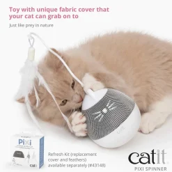 Sale Pixi Spinner Electronic Cat Toy White & Grey Supplies Collars, Scratchers, Toys, Etc.