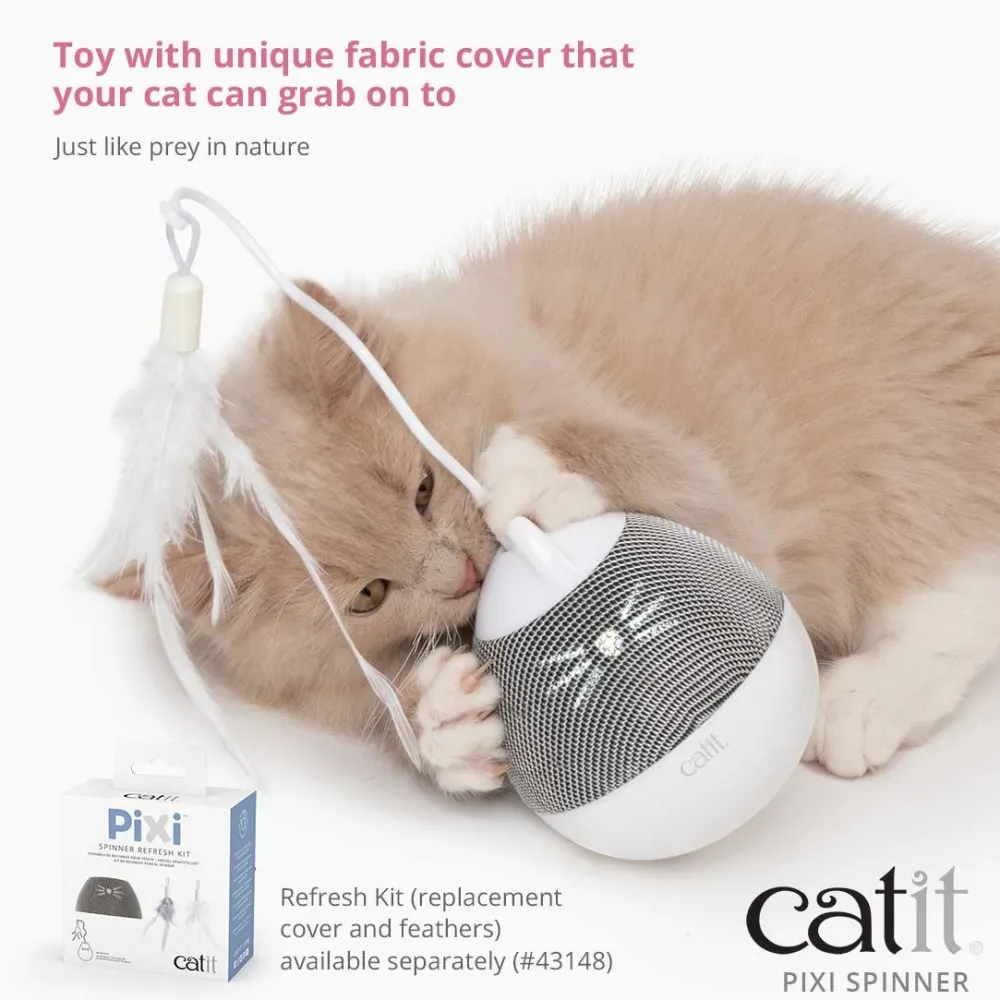 Sale Pixi Spinner Electronic Cat Toy White & Grey Supplies Collars, Scratchers, Toys, Etc.