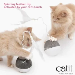 Sale Pixi Spinner Electronic Cat Toy White & Grey Supplies Collars, Scratchers, Toys, Etc.