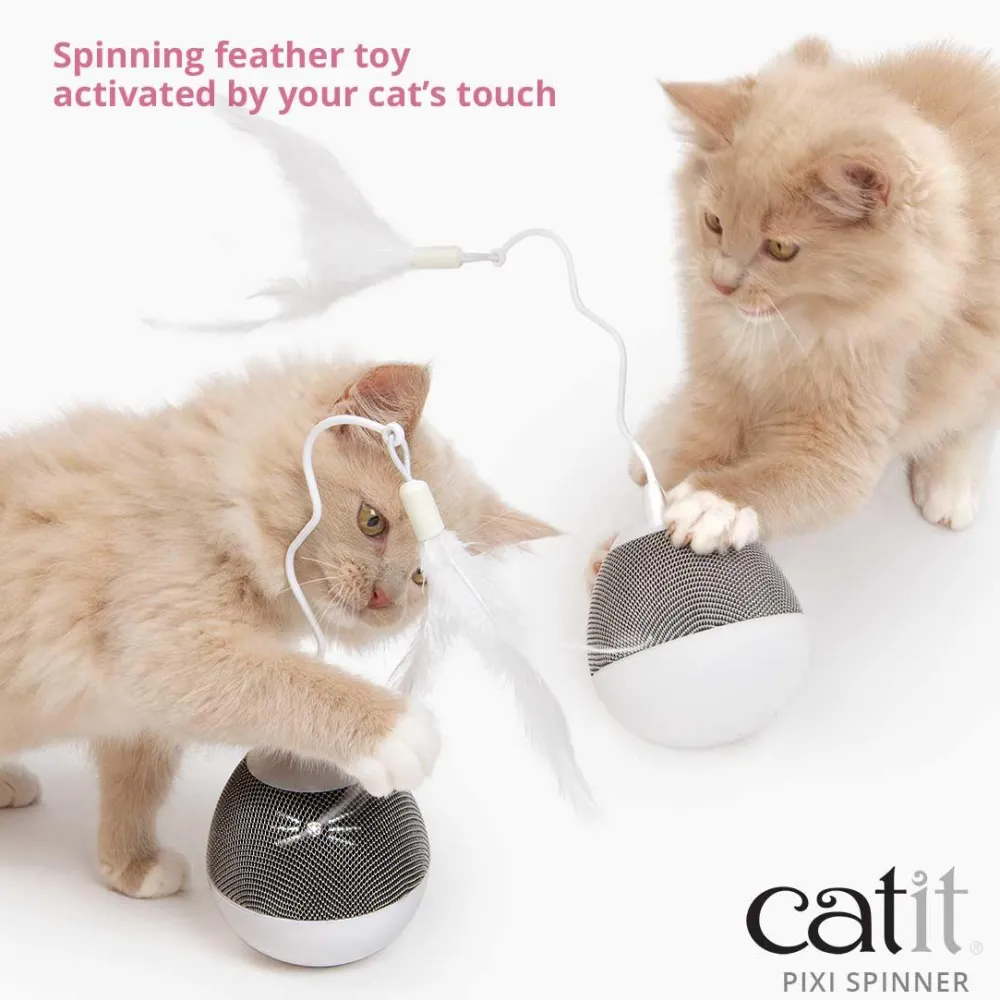 Sale Pixi Spinner Electronic Cat Toy White & Grey Supplies Collars, Scratchers, Toys, Etc.