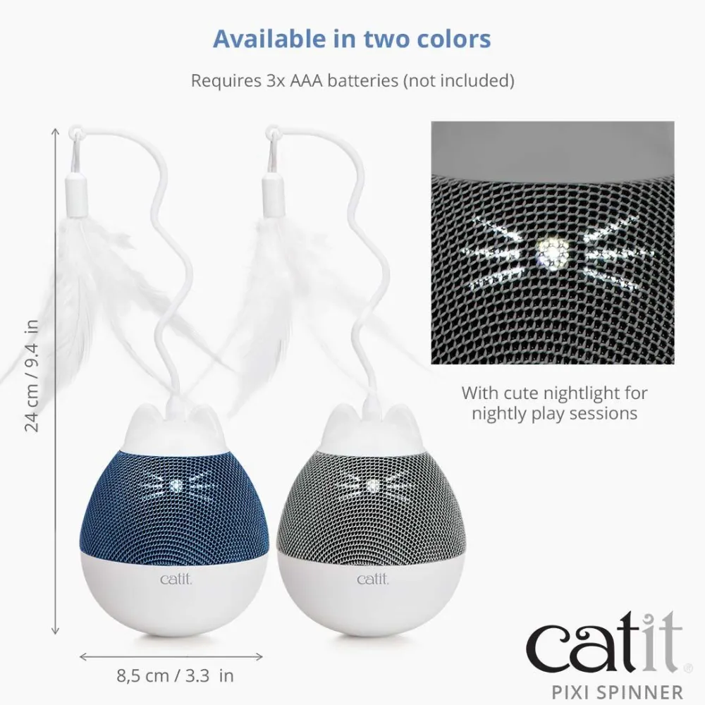 Sale Pixi Spinner Electronic Cat Toy White & Grey Supplies Collars, Scratchers, Toys, Etc.