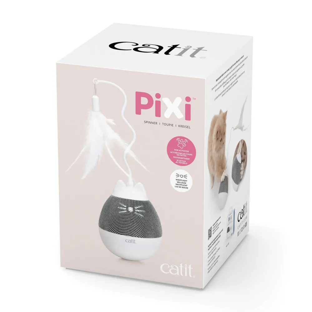 Sale Pixi Spinner Electronic Cat Toy White & Grey Supplies Collars, Scratchers, Toys, Etc.