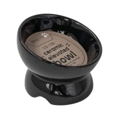 Sale Raised Ceraminc Cat Bowl Black Supplies Collars, Scratchers, Toys, Etc.