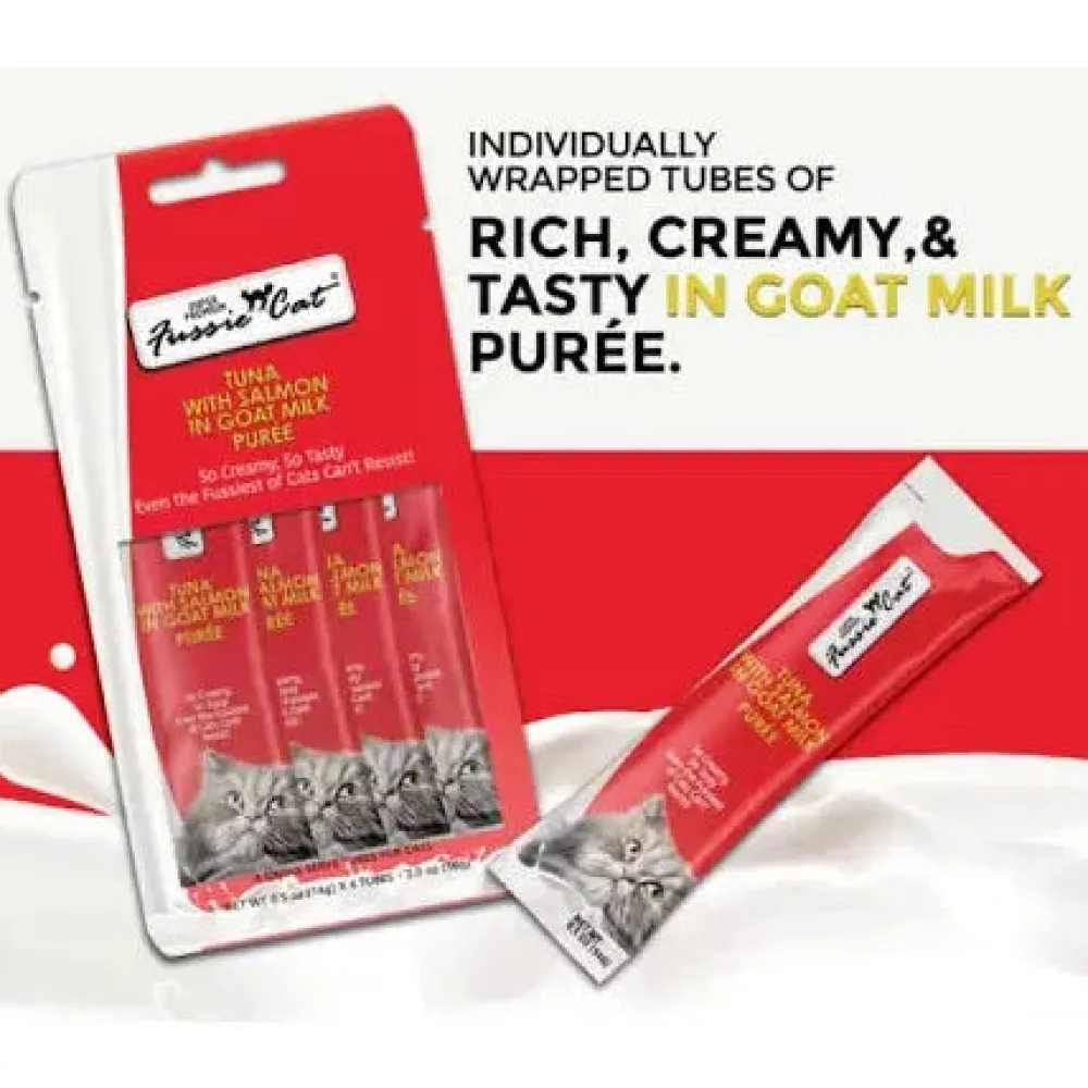 Clearance Puree Tubes Tuna with Salmon in Goats Milk Treats Crunchy, Soft, Lickable, Etc.