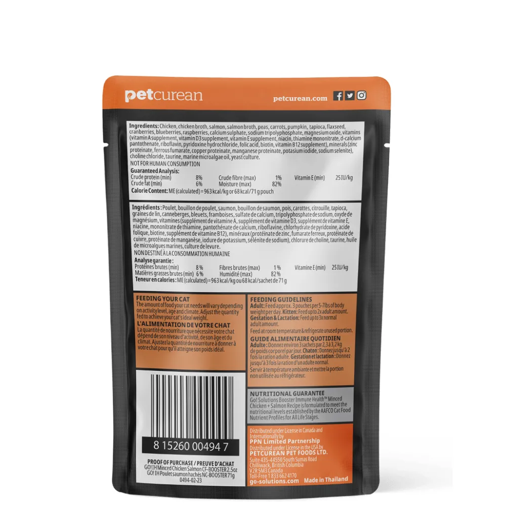 Clearance Booster Immune Health Minced Chicken + Salmon with gravy for cats Wet Food Cans, Pouches, Tetra Paks, Etc. | Dry Food Dry Cat Food