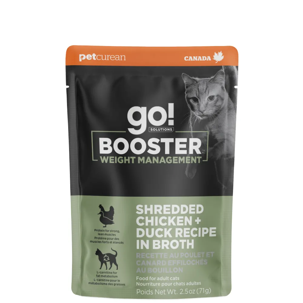 Best Booster Weight Management Shredded Chicken + Duck in broth for cats Wet Food Cans, Pouches, Tetra Paks, Etc. | Dry Food Dry Cat Food