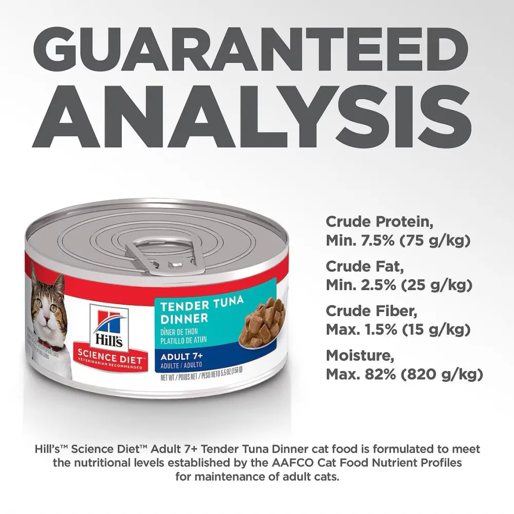 Best Hill's Adult 7+ Tender Tuna Dinner Canned Cat Food Wet Food Cans, Pouches, Tetra Paks, Etc.