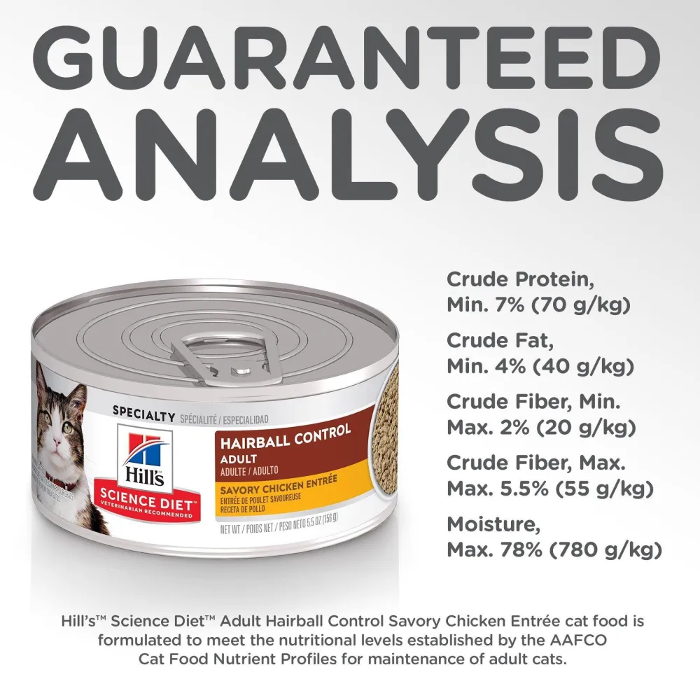 Clearance Canned Cat Food Hairball Control Chicken Wet Food Cans, Pouches, Tetra Paks, Etc.