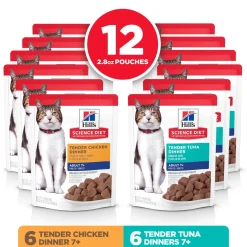 Discount Senior 7+ Wet Cat Food Pouch Variety Pack, Chicken and Tuna 79g pouch Wet Food Cans, Pouches, Tetra Paks, Etc.