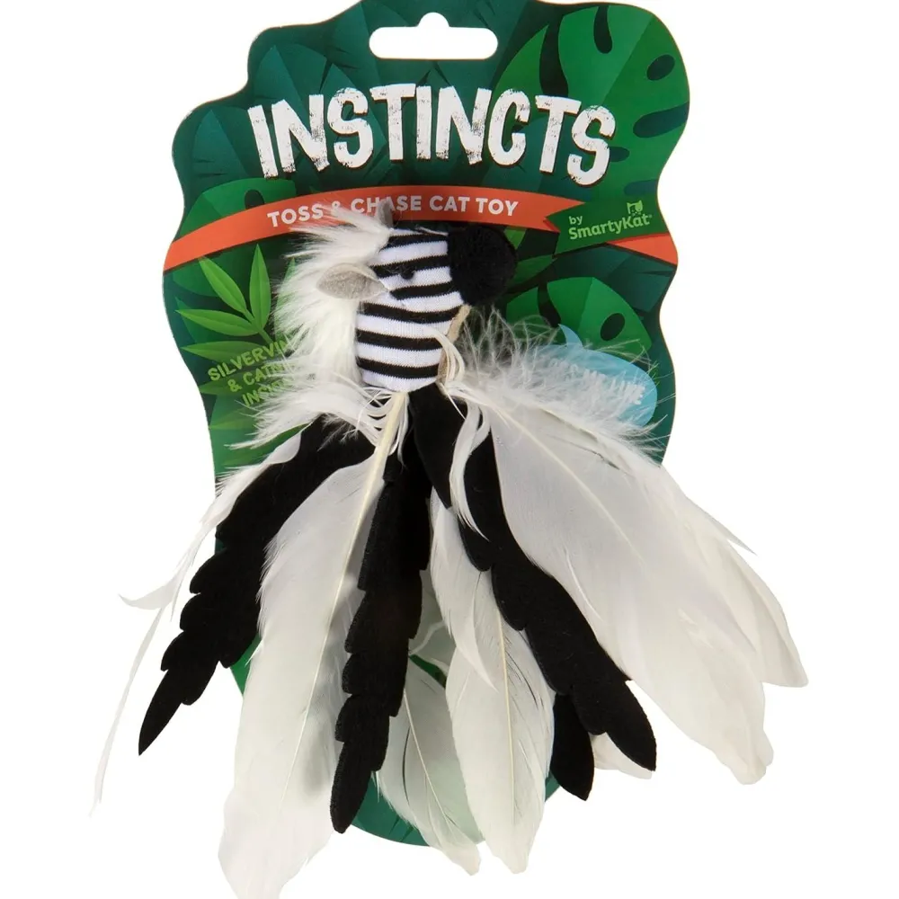 Hot Cat Zingy Zebratoss & Chase Happy Nip Feathered Supplies Collars, Scratchers, Toys, Etc.