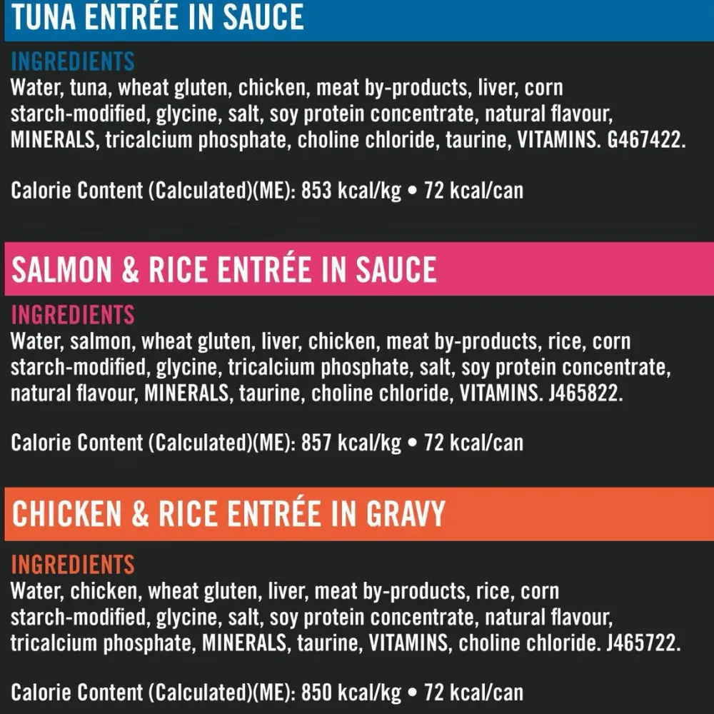 Online Complete Essentials Favourites Tuna Entree, Salmon & Rice Entree, Chicken & Rice Entree Variety Pack Wet Cat Food Wet Food Cans, Pouches, Tetra Paks, Etc.