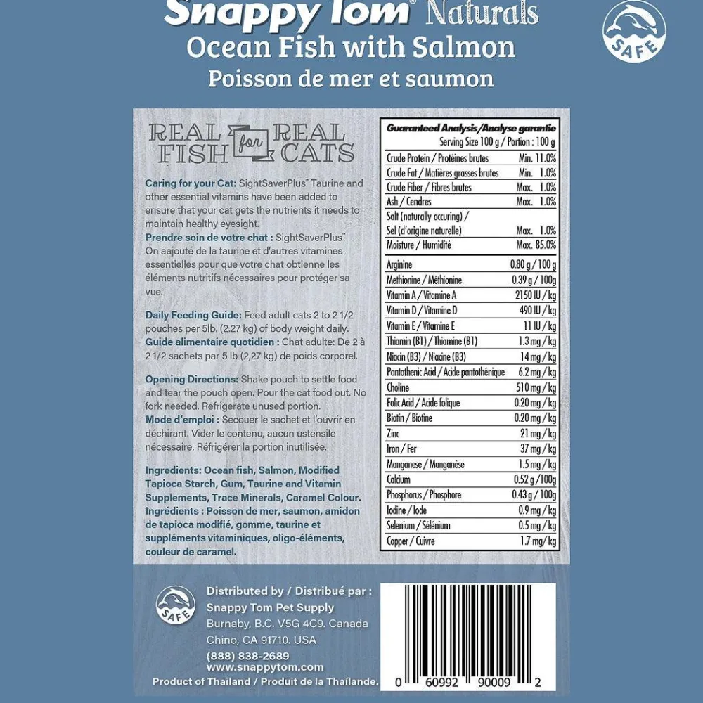 Hot Wet Cat Food Natural Pouches Ocean Fish Salmon Wet Food Cans, Pouches, Tetra Paks, Etc.