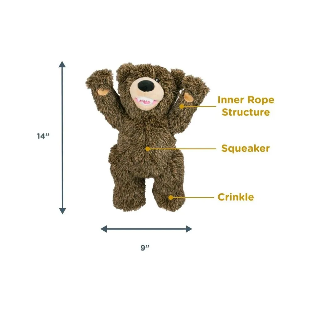 Outlet Plush Grizzly With Squeaker & Interior Rope Supplies Leashes, Collars, Beds, Flea & Tick, Etc. | Toys Interactive, Plush, Etc.
