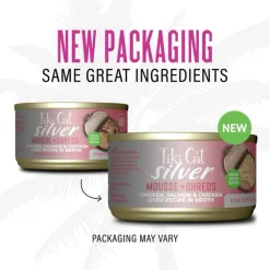 New Can Silver Mousse & Shreds Chicken, Salmon & Chicken Liver In Broth Wet Food Cans, Pouches, Tetra Paks, Etc.