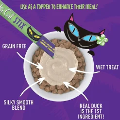 Clearance Stix Duck in Creamy Gravy Grain-Free Wet Cat Treat Treats Crunchy, Soft, Lickable, Etc.