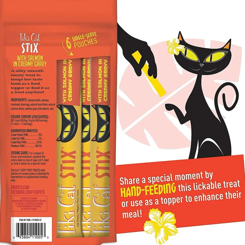 Outlet Stix Salmon in Gravy Grain-Free Wet Cat Treat Treats Crunchy, Soft, Lickable, Etc.
