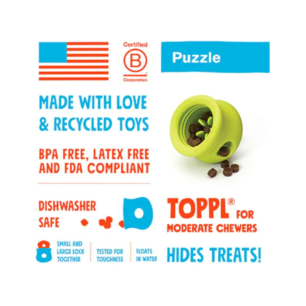 Clearance West Paw Zogoflex Toppl Green Supplies Leashes, Collars, Beds, Flea & Tick, Etc. | Toys Interactive, Plush, Etc.